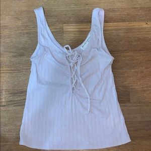 Pink lace up tank top